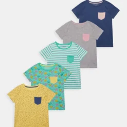 Friboo Niños POCKET TEE 5 PACK - Camiseta Estampada - Multi-coloured - 917_green - 602_yellow - 202