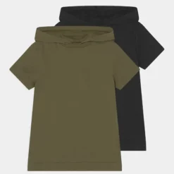 Friboo Niños BOYS HOODED TEE 2 PACK - Camiseta Estampada - Khaki/black