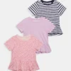 Friboo Niños PEPLUM HEM TEE 3 PACK - Camiseta Estampada - Pink - 402_purple - 404_dark Blue - 503