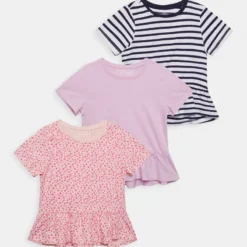 Friboo Niños PEPLUM HEM TEE 3 PACK - Camiseta Estampada - Pink - 402_purple - 404_dark Blue - 503