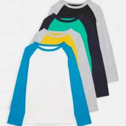 Friboo Hombre 4 PACK - Camiseta De Manga Larga - Light Grey/ochre/dark Blue