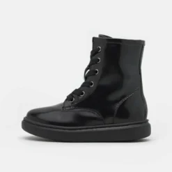 Friboo Niños LEATHER - Botines Con Cordones - Black