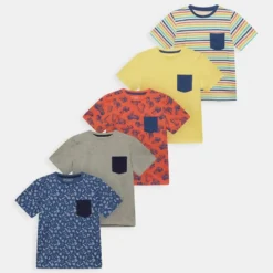 Friboo Niños POCKET TEE 5PACK - Camiseta Estampada - Multi-coloured /yellow/blue