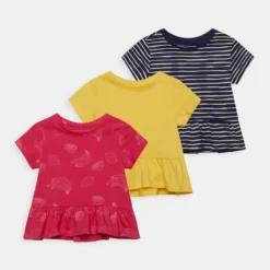 Friboo Niños PEPLUM HEM TEE 3 PACK - Camiseta Estampada - Red / Yellow /blue