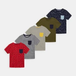 Friboo Niños 5 PACK POCKET TEE - Camiseta Estampada - Multi-coloured / Blue /khaki