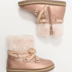 Friboo Niños Botines Con Cordones - Rose Gold