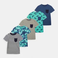 Friboo Niños POCKET TEE 5 PACK - Camiseta Estampada - Multi-coloured / Dark Blue/ Turquoise